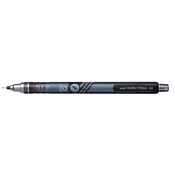 Uni-ball Kuru Toga M5-450T Portaminas - Ancho de Trazo 0.5mm - Sistema de Mina Giratoria - Goma de Borrar en el Pulsador - Color Negro