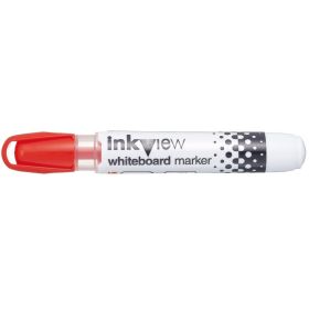 Uni-ball PWB-202 Marcador de Pizarra Blanca - Punta Conica 1.8-2.2mm - Zona Transparente para Nivel de Tinta - Escritura Brillante y Facil Borrado - Color Rojo