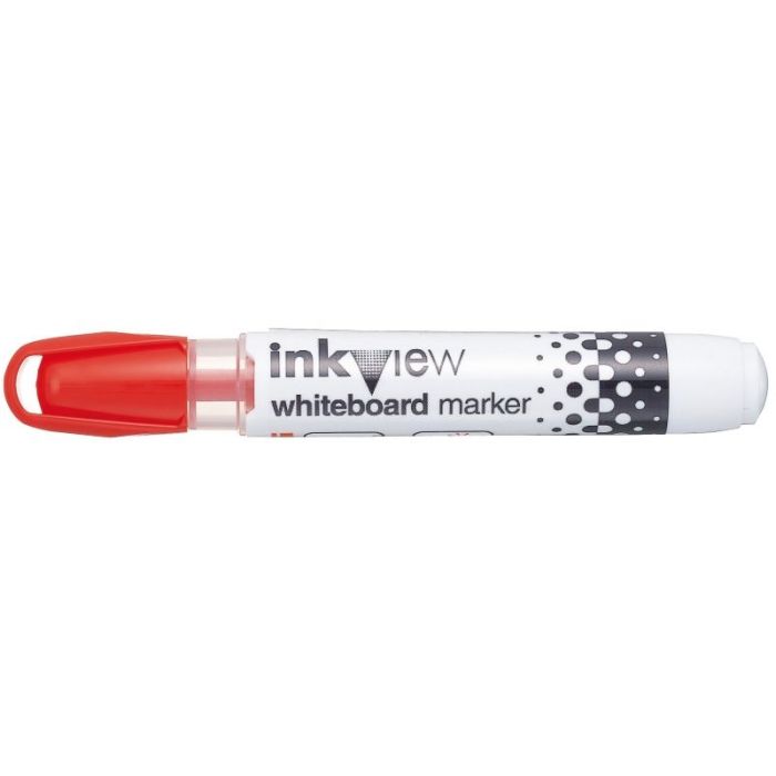 Uni-ball PWB-202 Marcador de Pizarra Blanca - Punta Conica 1.8-2.2mm - Zona Transparente para Nivel de Tinta - Escritura Brillante y Facil Borrado - Color Rojo