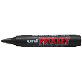Uni-ball PM-122 Marcador de Tinta Pigmentada - Punta de Bala 1.2-1.8mm - Ideal para Pizarras de Papel - Tinta Inodora - Color Negro