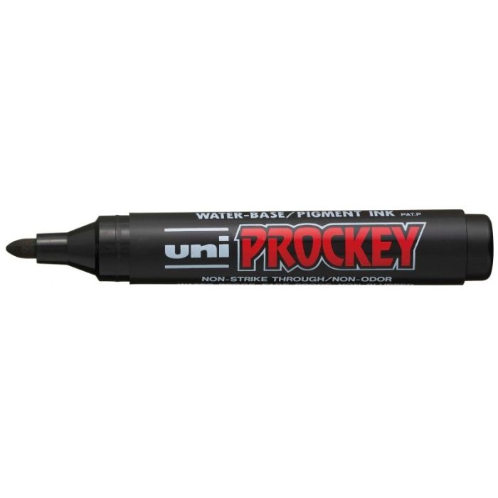 Uni-ball PM-122 Marcador de Tinta Pigmentada - Punta de Bala 1.2-1.8mm - Ideal para Pizarras de Papel - Tinta Inodora - Color Negro