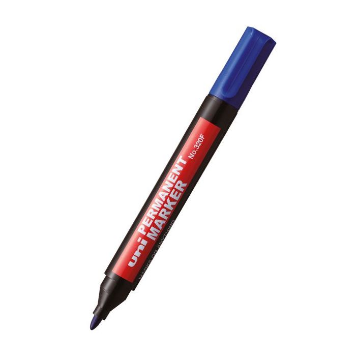 Uni-ball 320F Marcador Permanente - Punta Conica 1-3mm - Tinta Base Aceite - Resistente al Agua - Sin Xileno - Color Azul
