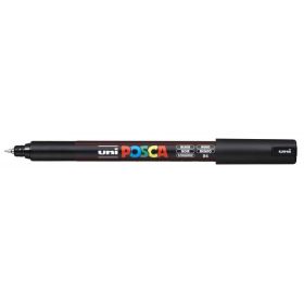 Posca PC-1MR Marcador de Pintura - Punta Roller de Fibra 0.7mm - Tinta Pigmentada Base al Agua - Resistente a la Luz - Color Negro
