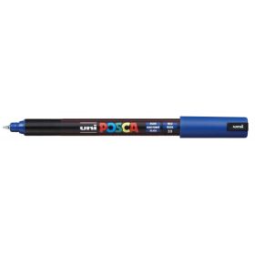Posca PC-1MR Marcador de Pintura - Punta Roller de Fibra 0.7mm - Linea Extrafina - Tinta Pigmentada Base al Agua - Resistente a la Luz - Color Azul