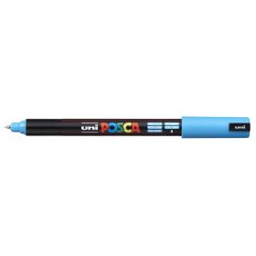 Posca PC-1MR Marcador de Pintura - Punta Roller de Fibra 0.7mm - Linea Extrafina - Tinta Pigmentada Base al Agua - Resistente a la Luz - Color Azul Claro