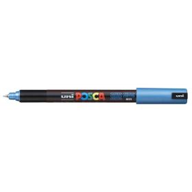 Posca PC-1MR Marcador de Pintura - Punta Roller de Fibra 0.7mm - Tinta Pigmentada Base al Agua - Linea Extrafina - Resistente a la Luz - Color Azul