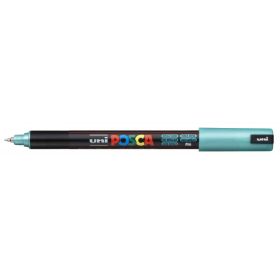 Posca PC-1MR Marcador de Pintura - Punta Roller de Fibra 0.7mm - Tinta Pigmentada Base al Agua - Resistente a la Luz - Color Verde Metálico