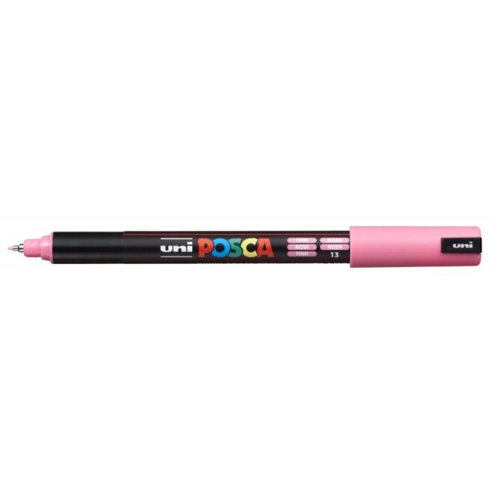 Posca PC-1MR Marcador de Pintura - Punta Roller de Fibra 0.7mm - Tinta Base al Agua - No Permanente - Resistente a la Luz - Color Rosa