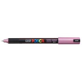 Posca PC-1MR Marcador de Pintura - Punta Roller de Fibra 0.7mm - Tinta Pigmentada Base al Agua - Resistente a la Luz - No Permanente - Color Rosa Metálico