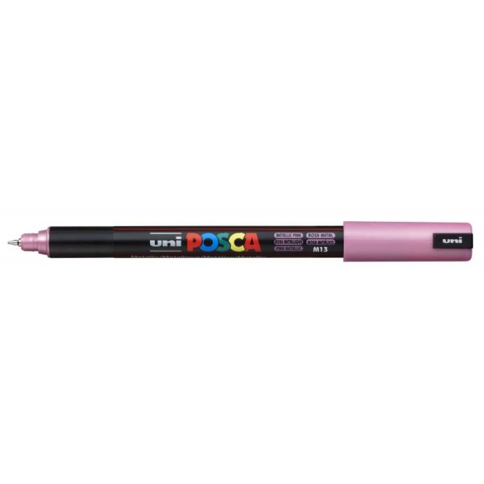 Posca PC-1MR Marcador de Pintura - Punta Roller de Fibra 0.7mm - Tinta Pigmentada Base al Agua - Resistente a la Luz - No Permanente - Color Rosa Metálico