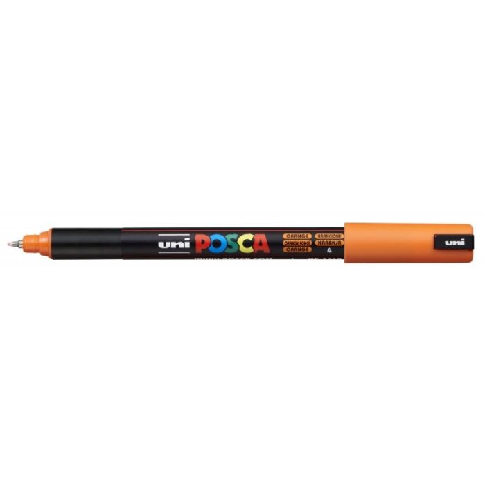 Posca PC-1MR Marcador de Pintura - Punta Roller de Fibra 0.7mm - Linea Extrafina - Tinta Pigmentada Base al Agua - Resistente a la Luz - Color Naranja