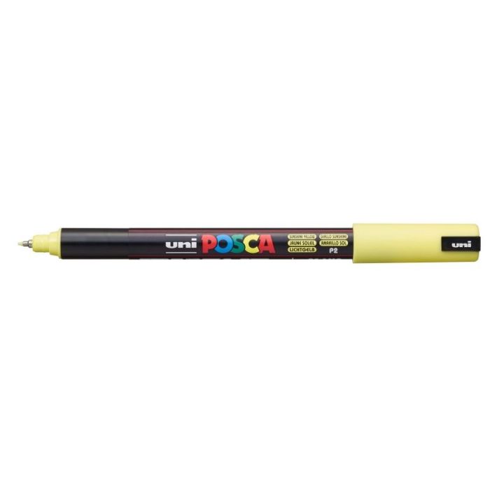 Posca PC-1MR Marcador de Pintura - Punta Roller de Fibra 0.7mm - Tinta Pigmentada Base al Agua - Linea Extrafina - Resistente a la Luz - Color Amarillo Sol