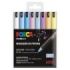 Posca PC1MR/8C Estuche de 8 Marcadores de Pintura - Punta Roller de Fibra 0.7mm - Tinta Pigmentada Base al Agua - Linea Extrafina - Resistente a la Luz - Color Surtido