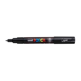 Posca PC-1M Marcador de Pintura - Punta de Poliester Conica 0.7mm - Ancho de Trazo 0.7mm - Tinta Base al Agua - Resistente a la Luz - Color Negro