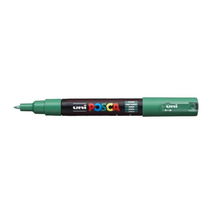 Posca PC-1M Marcador de Pintura - Punta Conica 0.7mm - Tinta Base al Agua - Resistente a la Luz - Color Verde