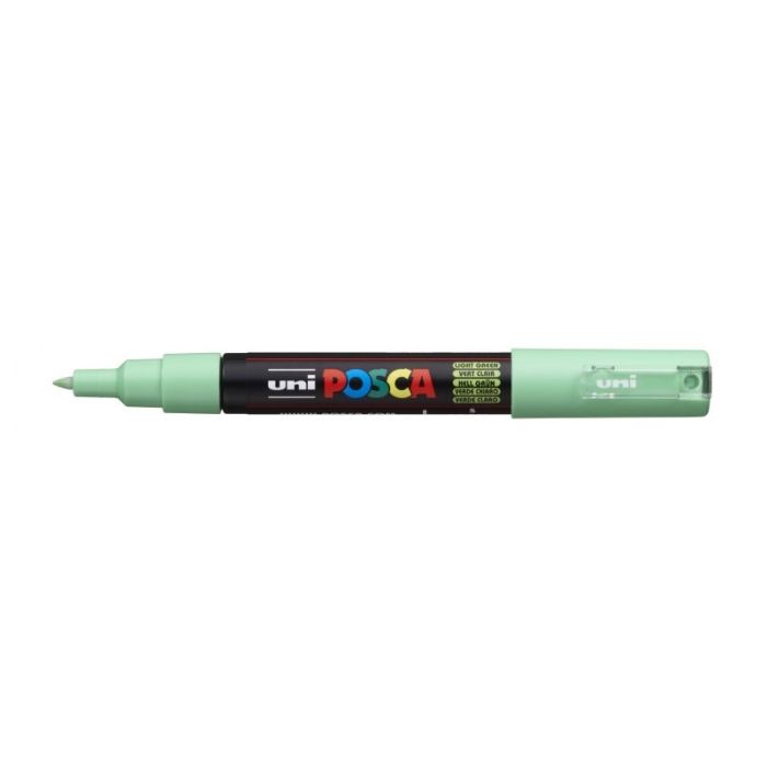 Posca PC-1M Marcador de Pintura - Punta de Poliester Conica 0.7mm - Tinta Base al Agua - No Permanente - Resistente a la Luz - Inodoro - Lavable - Color Verde Claro