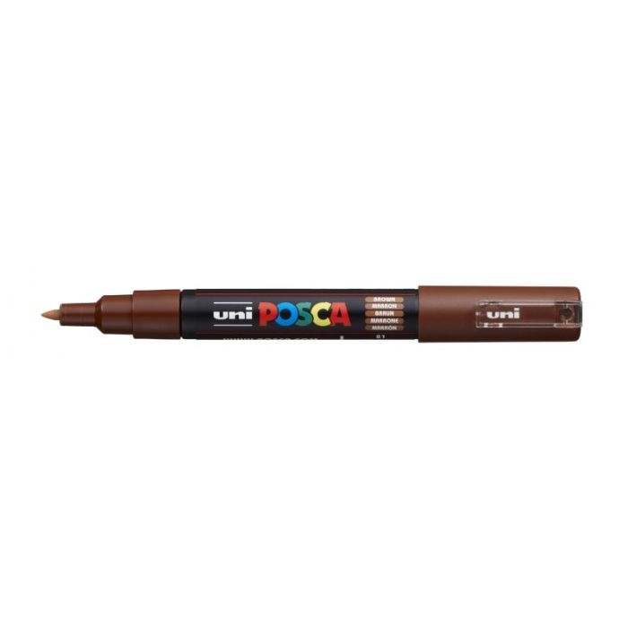 Posca PC-1M Marcador de Pintura - Punta de Poliester Conica 0.7mm - Tinta Base al Agua - Resistente a la Luz - No Permanente - Color Marrón