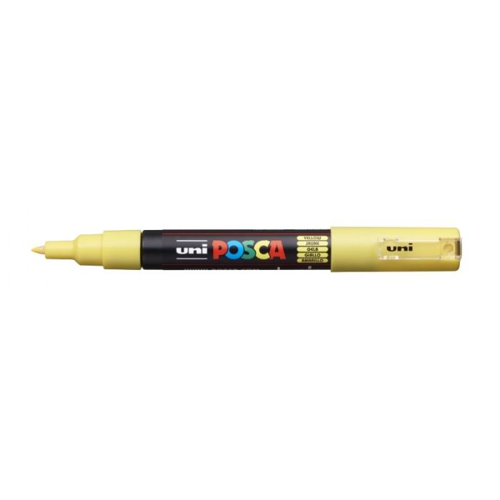 Posca PC-1M Marcador de Pintura - Punta de Poliester Conica 0.7mm - Tinta Base al Agua - Resistente a la Luz - Color Amarillo
