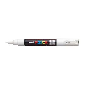 Posca PC-1M Marcador de Pintura - Punta de Poliester Conica 0.7mm - Tinta Base al Agua - Resistente a la Luz - No Permanente - Color Blanco