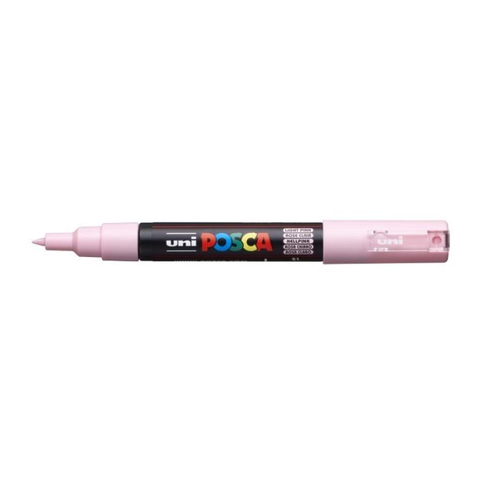 Posca PC-1M Marcador de Pintura - Punta Conica 0.7mm - Tinta Base al Agua - Resistente a la Luz - No Permanente - Color Rosa Claro