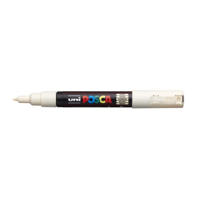 Posca PC-1M Marcador de Pintura - Punta de Poliester Conica 0.7mm - Tinta Base al Agua - No Permanente - Resistente a la Luz - Inodoro - Lavable - Color Marfil