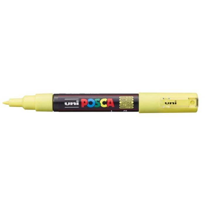 Posca PC-1M Marcador de Pintura - Punta de Poliester Conica 0.7mm - Tinta Base al Agua - No Permanente - Resistente a la Luz - Color Amarillo Sol