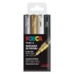 Posca PC1M Estuche de 4 Marcadores de Pintura - Punta Conica de 0.7mm - Tinta Base al Agua - No Permanente - Resistente a la Luz - Inodoro - Ideal para Carteleria y Decoracion - Color Surtido