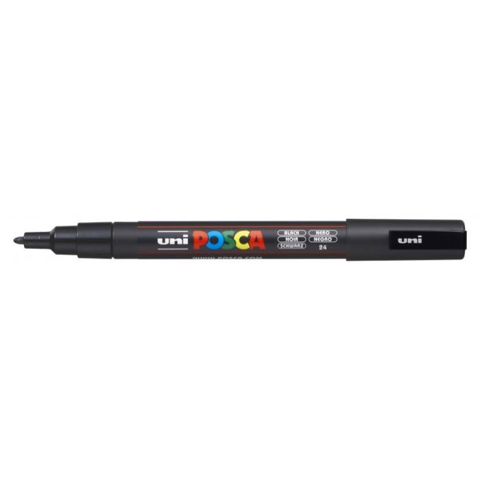 Posca PC-3M Marcador de Pintura - Punta de Poliester Conica 0.9-1.3mm - Tinta Base al Agua - Resistente a la Luz - Color Negro