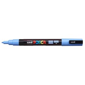 Posca PC-3M Marcador de Pintura - Punta Conica 0.9-1.3mm - Tinta Base al Agua - Resistente a la Luz - No Permanente - Color Azul Cielo