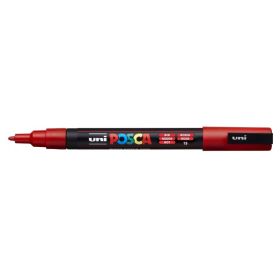 Posca PC-3M Marcador de Pintura - Punta Conica 0.9-1.3mm - Tinta Base al Agua - Resistente a la Luz - No Permanente - Color Rojo