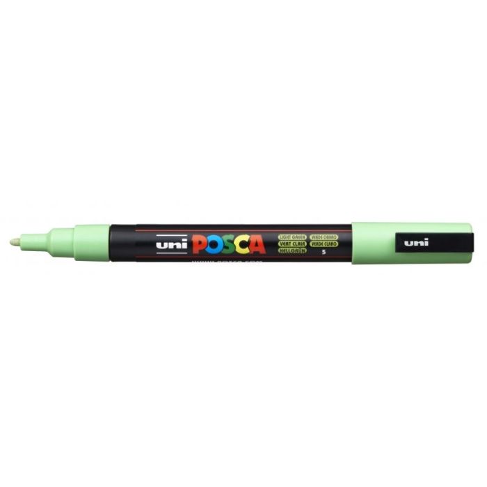 Posca PC-3M Marcador de Pintura - Punta Conica 0.9-1.3mm - Tinta Base al Agua - No Permanente - Resistente a la Luz - Color Verde Claro