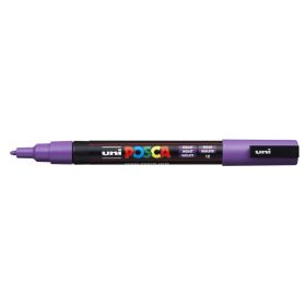 Posca PC-3M Marcador de Pintura - Punta Conica de 0.9-1.3mm - Tinta Base al Agua - Resistente a la Luz - Color Violeta