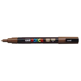 Posca PC-3M Marcador de Pintura - Punta Conica de Poliester 0.9-1.3mm - Tinta Base al Agua - Resistente a la Luz - Color Marrón