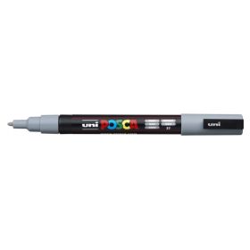 Posca PC-3M Marcador de Pintura - Punta Conica de Poliester 0.9-1.3mm - Tinta Base al Agua - Resistente a la Luz - Color Gris
