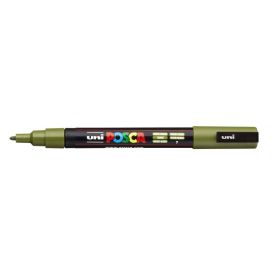 Posca PC-3M Marcador de Pintura - Punta Conica de Poliester 0.9-1.3mm - Tinta Base al Agua - Resistente a la Luz - Color Verde Kaki