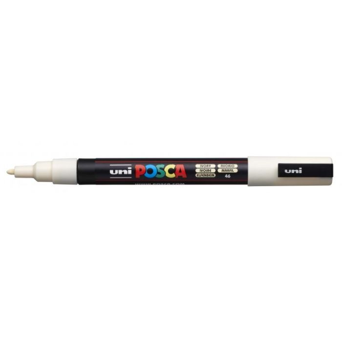 Posca PC-3M Marcador de Pintura Base al Agua - Punta Conica de Poliester 0.9-1.3mm - Linea Fina - Resistente a la Luz - Color Marfil