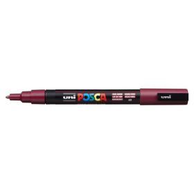 Posca PC-3M Marcador de Pintura - Punta de Poliester Conica 0.9-1.3mm - Tinta Base al Agua - Resistente a la Luz - No Permanente - Color Vino