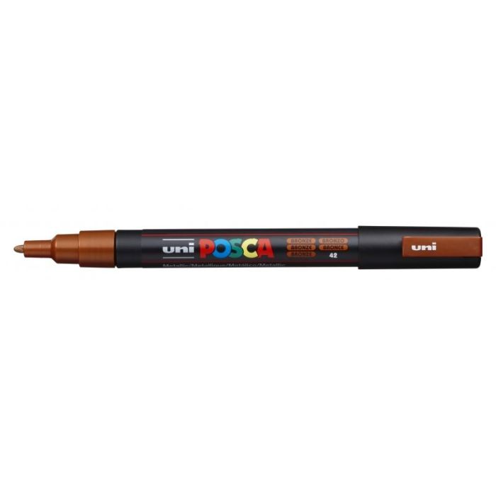 Posca PC-3M Marcador de Pintura - Punta Conica 0.9-1.3mm - Tinta Base al Agua - Resistente a la Luz - No Permanente - Color Bronce
