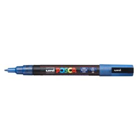 Posca PC-3ML Marcador de Pintura - Punta Conica de Poliester 0.9-1.3mm - Tinta Base al Agua - Resistente a la Luz - No Permanente - Color Azul