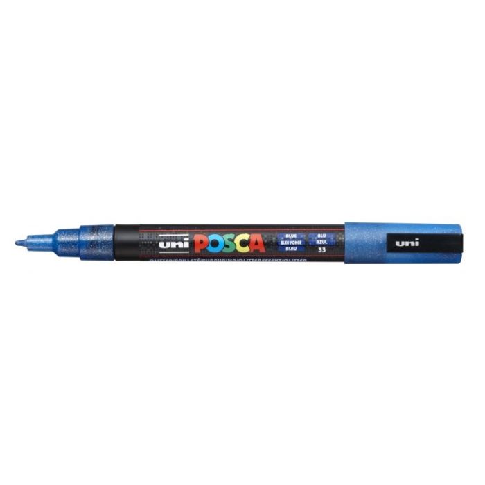 Posca PC-3ML Marcador de Pintura - Punta Conica de Poliester 0.9-1.3mm - Tinta Base al Agua - Resistente a la Luz - No Permanente - Color Azul