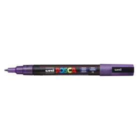 Posca PC-3ML Marcador de Pintura - Punta Conica de Poliester 0.9-1.3mm - Tinta Base al Agua - Resistente a la Luz - No Permanente - Color Violeta