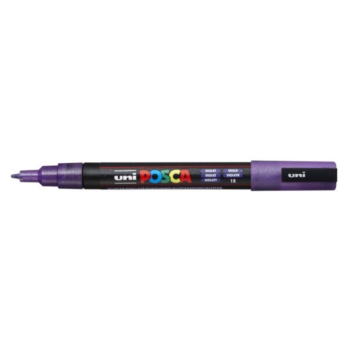 Posca PC-3ML Marcador de Pintura - Punta Conica de Poliester 0.9-1.3mm - Tinta Base al Agua - Resistente a la Luz - No Permanente - Color Violeta