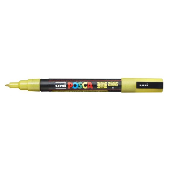 Posca PC-3ML Marcador de Pintura - Punta Conica de Poliester 0.9-1.3mm - Tinta Base al Agua - Resistente a la Luz - Color Amarillo