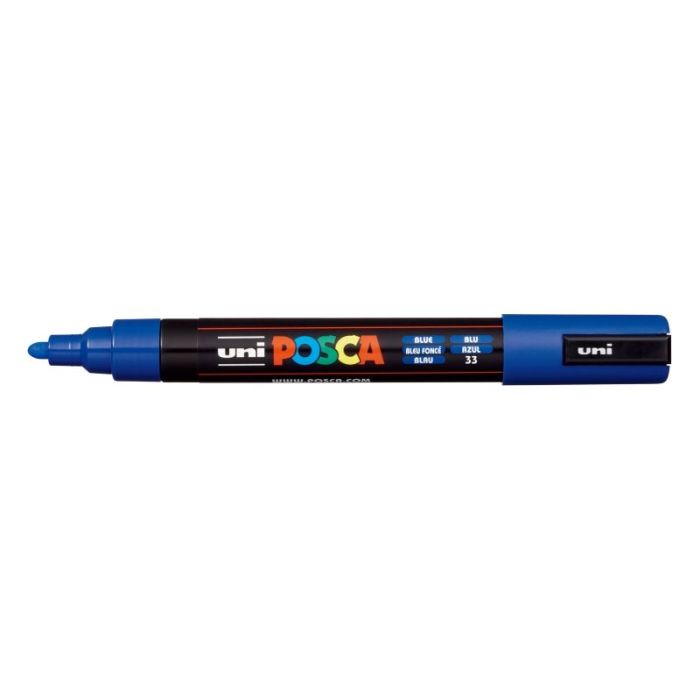 Posca PC-5M Marcador de Pintura - Punta de Poliester 1.8-2.5mm - Tinta Base al Agua - Resistente a la Luz - No Permanente - Color Azul