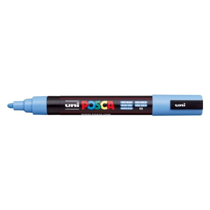 Posca PC-5M Marcador de Pintura - Punta de Poliester 1.8-2.5mm - Tinta Base al Agua - Resistente a la Luz - No Permanente - Color Azul Cielo