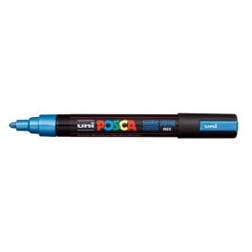 Posca PC-5M Marcador de Pintura - Punta de Bala 1.8-2.5mm - Tinta Base al Agua - Resistente a la Luz - No Permanente - Color Azul Metálico