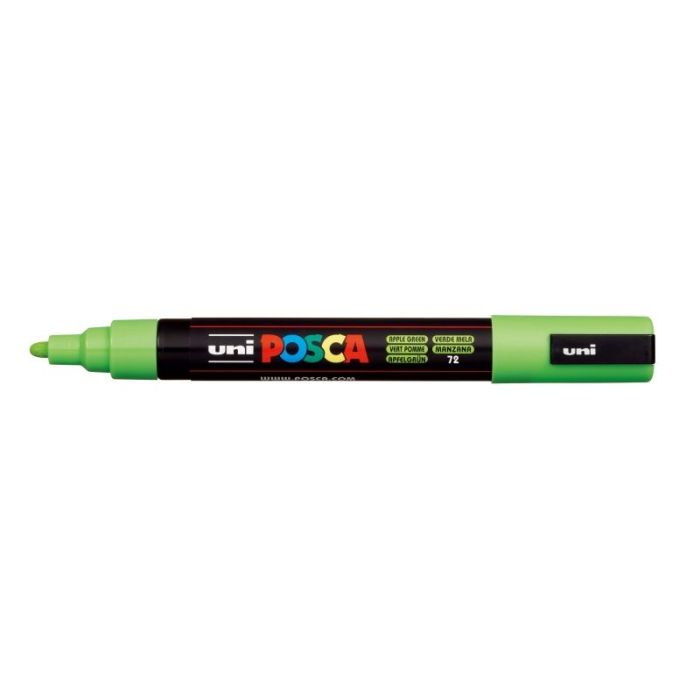 Posca PC-5M Marcador de Pintura - Punta de Bala 1.8-2.5mm - Tinta Base al Agua - Resistente a la Luz - No Permanente - Color Verde Manzana