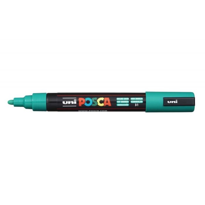 Posca PC-5M Marcador de Pintura - Punta de Poliester 1.8-2.5mm - Tinta Base al Agua - Resistente a la Luz - No Permanente - Color Verde Esmeralda