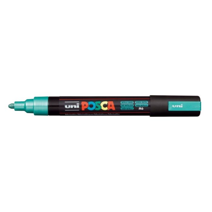Posca PC-5M Marcador de Pintura - Punta de Poliester 1.8-2.5mm - Tinta Base al Agua - Resistente a la Luz - No Permanente - Color Verde Metálico