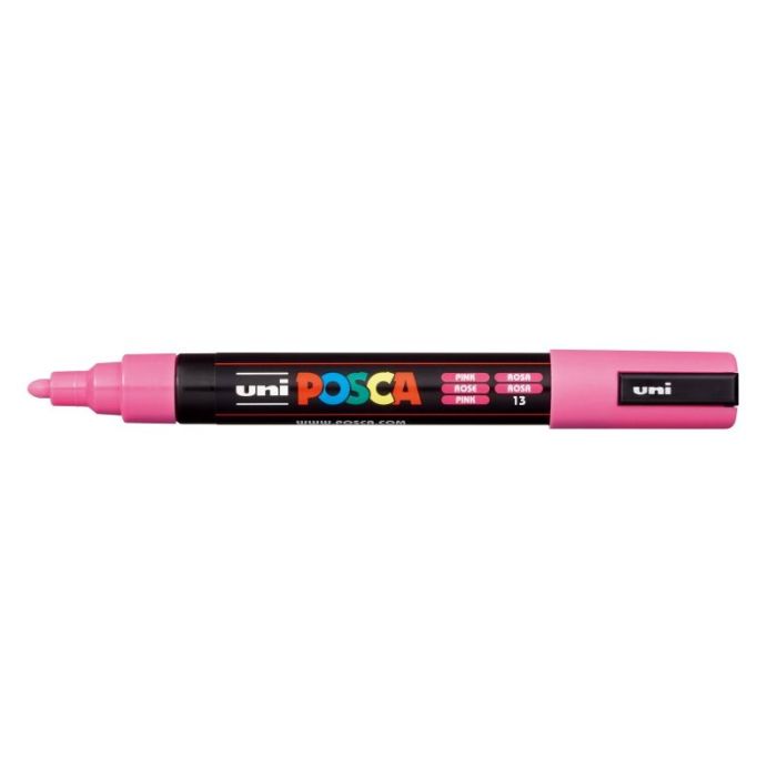 Posca PC-5M Marcador de Pintura - Punta de Bala 1.8-2.5mm - Tinta Base al Agua - Resistente a la Luz - No Permanente - Color Rosa